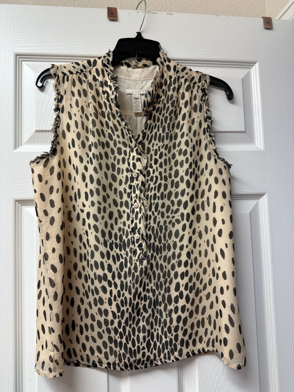 J. Crew Beige and Black Sleeveless Animal Print blouse